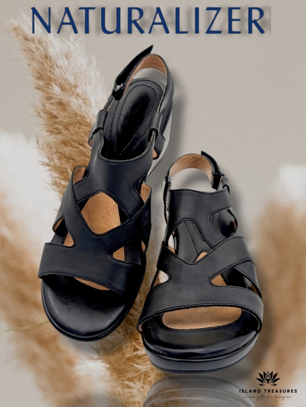 Naturalizer Tanner Size 7.5M Genuine Black Leather Ergonomic Footbed Slingback